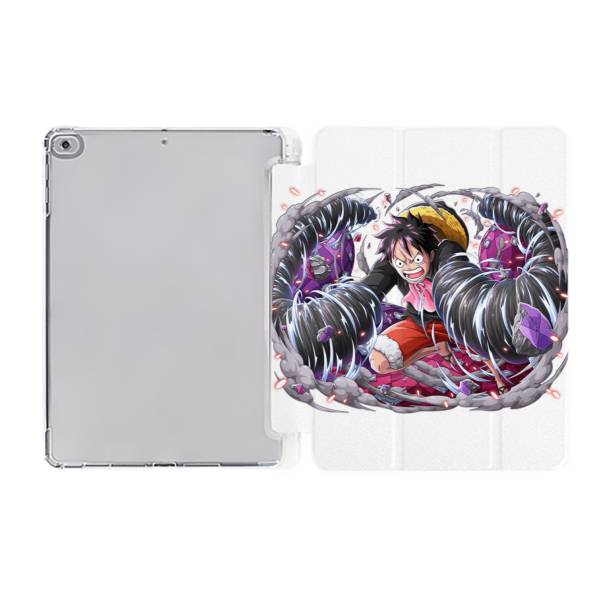 （画像用） ワンピース モンキー・D・ルフィ ONE PIECE Monkey D. Luffy IPad ケース ペン収納付き 三つ折りスタンド PUレザー×シリコン 対応機種9.5/10.5/10.9インチ